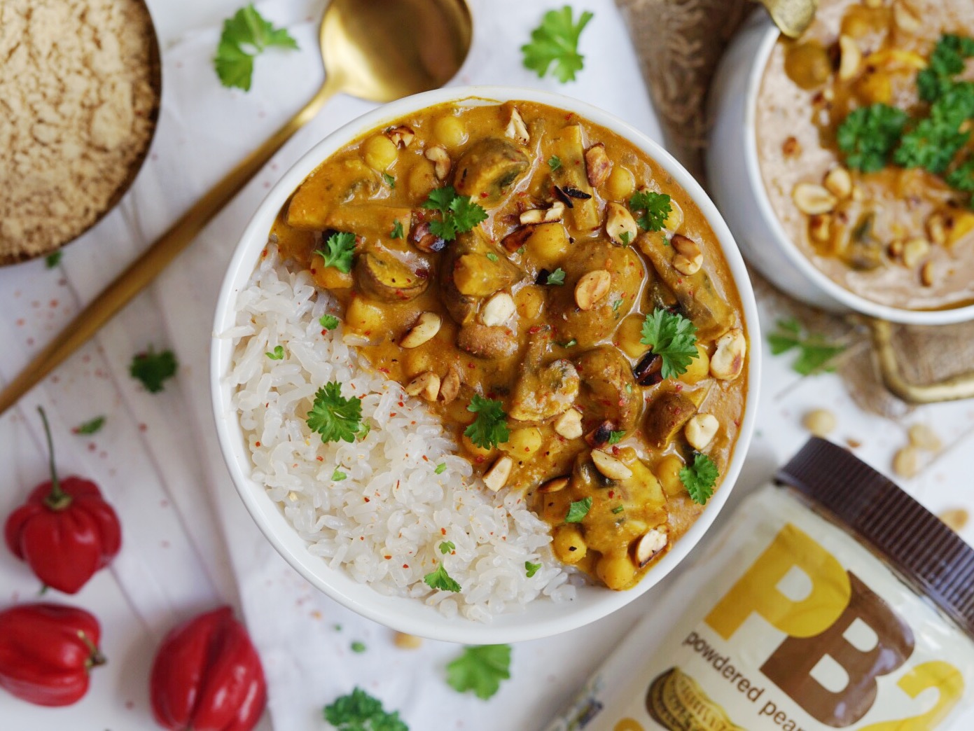 Erdnuss-Curry mit Reis | Muskelmacher Shop Magazin