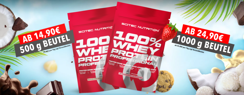 Spare beim kauf vom Scitec Nutrition 100% Whey Protein Professional